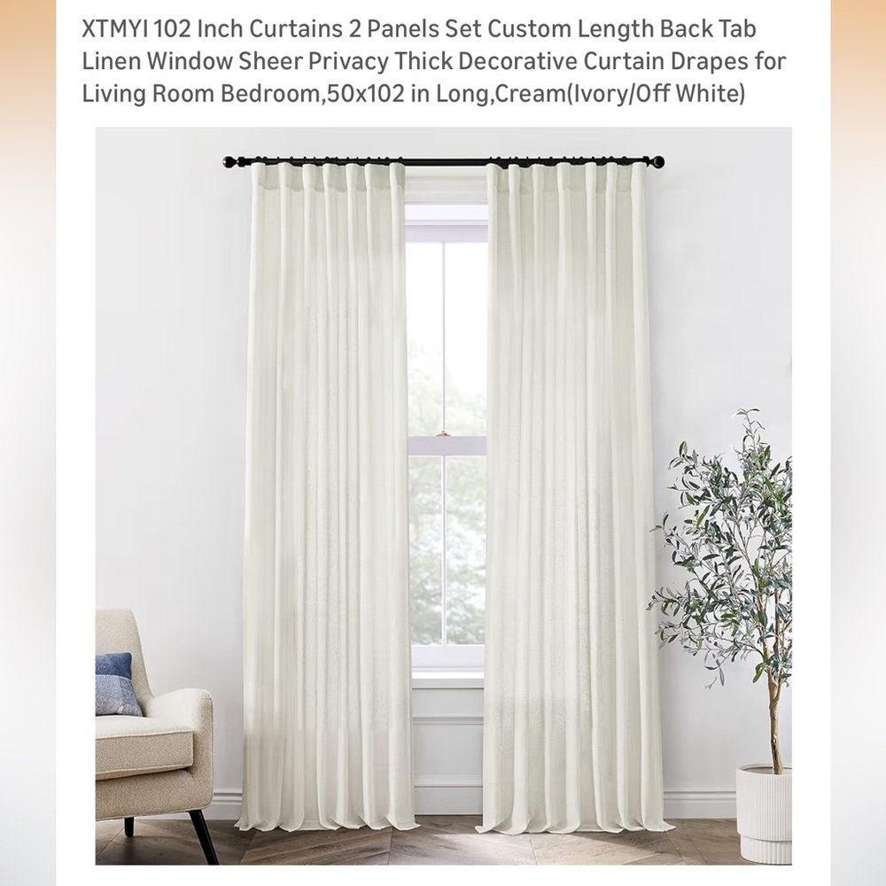 4 Linen Curtains - Picture 2 of 4